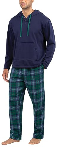 PajamaGram Flanell-Pyjama-Set für Herren, mit Kapuze, Heritage Plaid, Large