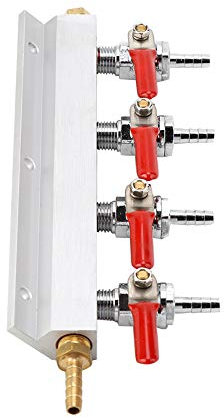 Mumusuki Brewer Distribution Splitter Mehrweg-Co2-Luft-Gas-Verteiler mit Kontrollwerten Bier Weinherstellung Heimsilber