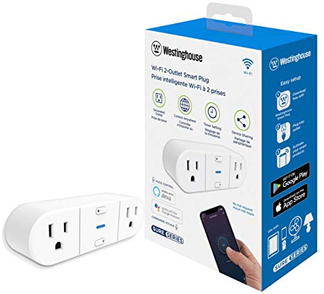 Westinghouse 94013 WH-522 Wi-Fi Smart Plug, Compatible with Alexa, Google Home & IFTT, No Hub Required, White