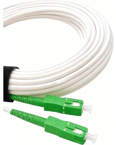 Elfcam - 50m Câble à Fibre Optique pour Orange Livebox, Les Box Red SFR et Bouygues Telecom Bbox, SC/APC vers SC/APC Simplex Monomode OS2 9/125μm LSZH, Blanc