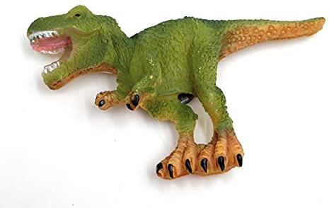 Onwomania Polyresin Figur T-Rex Kühlschrankmagnet Tyrannosaurus Dino Theropoda Tier Dekofigur aus Polyresin Grün 7,5 cm