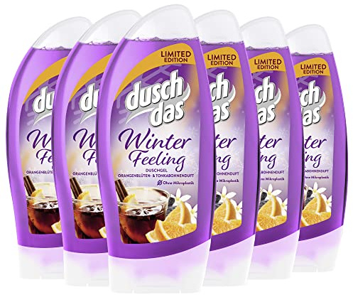 Duschdas Duschgel Winter Feeling Duschbad mit Orangenblüten- und Tonkabohnenduft dermatologisch getestet 250 ml 6 Stück