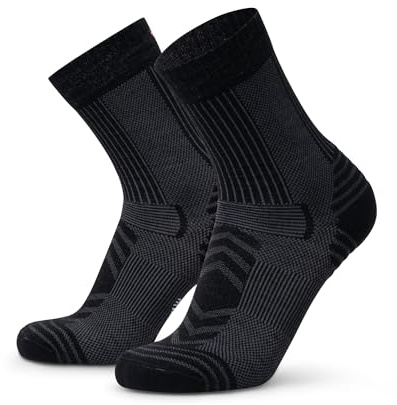 DANISH ENDURANCE Vandringsstrumpor, Lätt Merinoull, Strumpor med anti-blåsor dämpning, för Män & Kvinnor, Unisex, 1-pack, Svart, 43-47