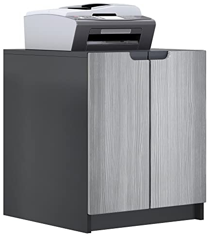 Vladon Druckerkommode Logan, Aktenschrank mit 2 Fächern und 2 Türen, Korpus in Schwarz matt, Fronten in Avola-Anthrazit, (51 x 60,5 x 54 cm)