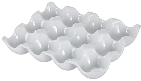 Cabilock Bandeja de Cerámica Capacidad para 12 Huevos de Color Blanco Resistente a Golpes y Anticaídas para Almacenar Huevos en Nevera Diseño de Ranuras Adecuado para Picnic y Uso