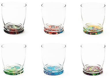 Excelsa Kimono Lot de 6 verres avec fond décoré, 340 ml, diamètre 8 cm, verre