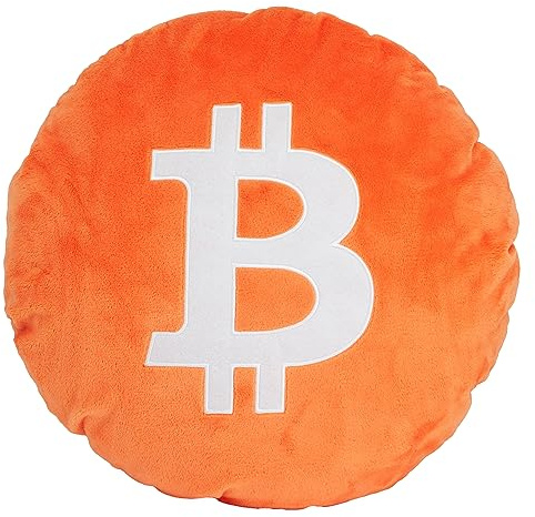 Think It Crypto | Bitcoin Kissen Rund | Großes Weiches Krypto Sofakissen (34cm) Mit Einzigartigem Design | | Coin Dekokissen | Krypto Merch/Miner/Münze
