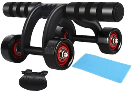 Bauchroller mit 4 Rädern, vier Rädern mit automatischem Rückprall, Übungsrollen für Zuhause, Arbeitsplatz, Reisen, Fitnessstudio, Geschäftsreisen, Campus