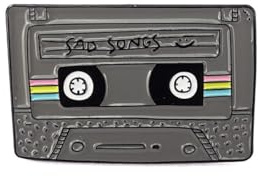 Pin Kassette | Tape Sad Songs | Anstecker aus Emaille | Grau Regenbogen