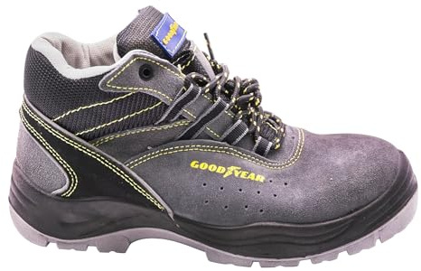 Goodyear - G138107C - Botas de Seguridad - Piel Serraje Gris - Alta Resistencia - Forro Antibacteriano - Plantilla Extraíble -Talla 41