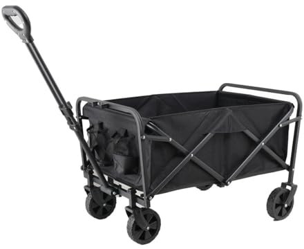NICCOO Bollerwagen Zusammenklappbarer Handwagen mit Große Räd und Verstellbarem Griff, Gartenwagen Strandwagen für den Außen-Aktivitäten Camping Garten, 80KG Belastbarkeit