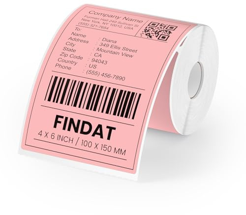 FINDAT Rosa Versandetiketten 100 x 150 mm Thermoetiketten 250 Stück