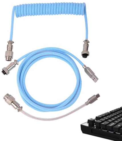 Spiralkabel för mekaniskt tangentbord, kabel för mekaniskt tangentbord, flexibel upprullad tangentbordskabel, datortangentbordskabel, tangentbordslindad kabel, USB C-kabel för spel, kabel