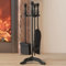 Kingson Juego de 5 piezas para chimenea con mango y soporte de hierro fundido, 19,5 x 17 x 47 cm, kit completo de herramientas para chimenea
