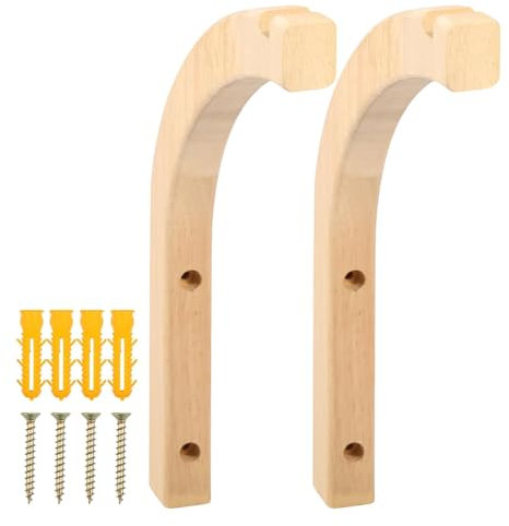 Colgador de plantas de interior | Soporte de madera para plantas | Colgador de plantas de macramé | 2 ganchos para plantas | Soporte para plantas de forma curva estable para el hogar, dormitorio