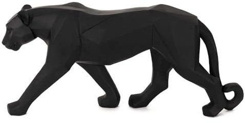 HOME DECO FACTORY, HD1340, Black Origami Panther Statue, Modern Decorative Object, Clean Design, Ideal for Living Room or Office, Dimensions 40 cm, Color Black, Noir