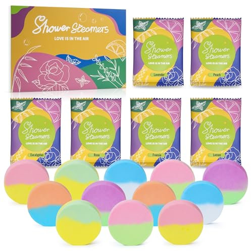 Aromatherapy Shower Steamers 12 Pack - Relaxation Birthday Gift Set for Women, Shower Bombs Tablets for Stress Relief and Self Care, Luxury Home Spa Presents for Her, Mother's Day Gift