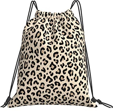 Beutel 36X42cm Leopardenflecken – Punkrock Animal Print Gym Bag Gemustert Turnbeutel Mit Kordelzug Bedruckt Sportbeutel Für Kindergarten, Outdoor, Jungen