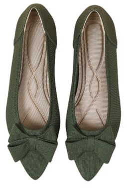 EGSDMNVSQ Ballerines Plates à Enfiler pour Femmes Chaussures Plates en Tricot Ballerines Classiques avec Nœud Chaussures Souples Classiques à Bout Pointu
