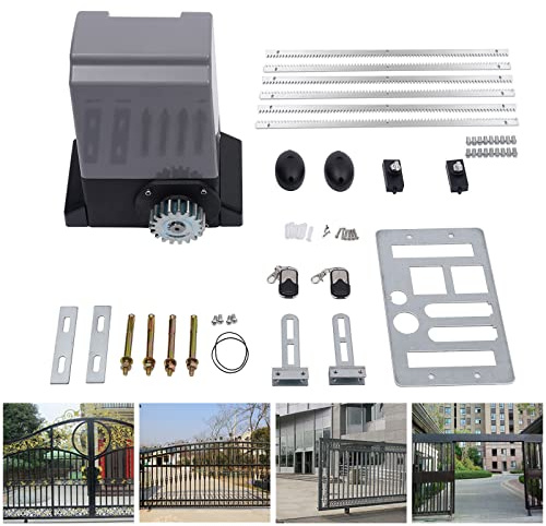 Elektrischer Schiebetorantrieb, DSYOGX 750W Türöffner für Garagentor Hoftor, Schiebetoröffner Set mit Fernbedienungen und 6m Zahnstange, Max. Anwendungsgewicht 1800kg