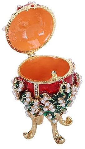 TINEASUR Egg Shaped Ring Box Wooden Jewelry Storage Wedding Decorative Box Desktop Organizer