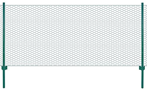 Zäune & Absperrungen, Zaunpaneele Maschendrahtzaun mit Pfosten Stahl 25x0,5m grün