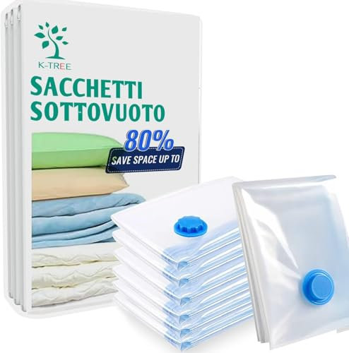 Sacchetti sottovuoto sacchi vestiti sacchetti sottovuoto viaggio 8 sacchetti sottovuoto piumoni 2 mis. 60x90 cm +3 mis. 50x70cm +3 mis. 60x40cm Riutilizzabili