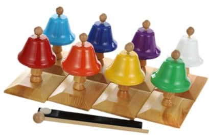 perfeclan Campanas de mano de 8 notas, campanas de percusión manual, material didáctico Montessori, campanas musicales de juguete para niños, suministros para