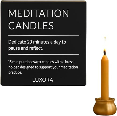 Velas de cera de abeja pura de 20 minutos, juego de velas de meditación de cera de abeja, juego de 15 mini velas con soporte de latón, regalos para aliviar el estrés para mujeres, vela no tóxica