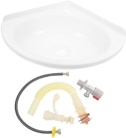 DOITOOL Wandmontiertes Waschbecken Kleines Waschbecken aus Kunststoff Multifunktional und Platzsparend mit Dreieckigem Design für Badezimmer und Restrooms