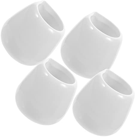 Cabilock 4 Pièces Saucières Céramique Blanche avec Bec Verseur pour Service de Sauces et Gravy pour Cuisine et Réceptions