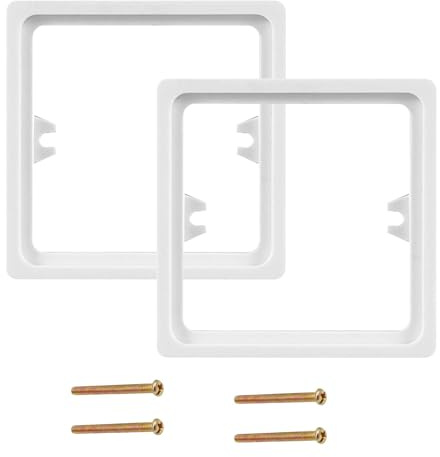 Light Switch Spacer, 2 Pack Socket Spacer, 10mm Spacers with 40mm Screws, Double Socket Spacer, Wall Plate Spacer for Light Switch Back Box, Single Socket Spacer and Double Socket Surround, White
