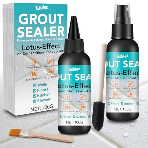 Grout Sealer, 7oz/200g Waterproof Grout Sealant Spray with Squeeze Tip, 100% Safe Grouts Repair Kit for Shower, Bathroom, Floors, Clear Tile Sealer Protector for Ceramic, Marble, Granite & Stone