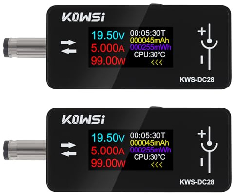 UMLIFE 2PCS 0.96 Inch TFT HD Digital Display DC 5.5 * 2.5 Interface Tester Voltage Ammeter Power Meter 4~30V 0~12A（KWS-DC28）