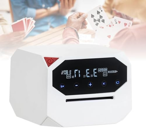 Elektrisk kortblandare och kortdelningsmaskin, 360° eller 180° roterande kortdelningsmaskin, for 1-2 kortlekar, stöd for 8 spelare, bärbar kortblandare for poker, blackjack, UNO, Texas Hold'em(White)