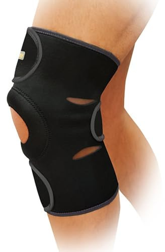 REMEDIA ONE Fascia Ginocchio, Ginocchiera Rotulea in Neoprene, Taglia Unica | Ginocchiera per Menisco Lesionato, Aperta e Regolabile, Supporto Ambidestro per Sport e Artrite, Nera