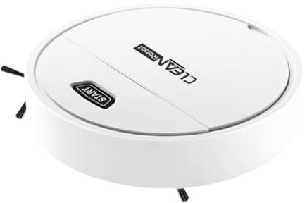 SOKEQTW Aspirador Robot, Robot Aspirador y Fregasuelos, Unidad Todo en Uno Que Barre, Aspira y Friega, Apto para Alfombras y Suelos de Madera, Mopa de Fregado, Color Blanco