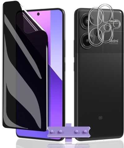 Teenrpov 1+2 Piezas para Xiaomi Redmi Note 13 Pro Plus 5G Privacidad Protector de Pantalla TPU + Protector de Lente cámara, Protector Lente Anti-Espía Protectora para Xiaomi Redmi Note 13 Pro Plus 5G