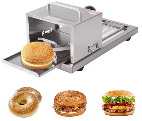 Cortador de pan, máquina de acero inoxidable de grosor ajustable para corte de precisión, ideal para bagels, hamburguesas y pasteles