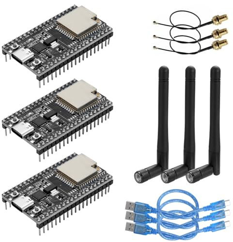 ESP32-DevC - Scheda di sviluppo a 38 pin, AYWHP 3 pezzi NodeMCU per ESP-WM-32D WLAN WiFi con antenna e cavo WiFi+Bluetooth USB-C compatibile con Arduino