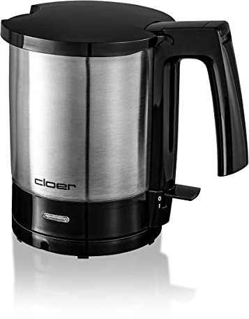 Cloer 4700 Wasserkocher, 2000 W mit innen liegender Füllmengenmarkierung, Trockengeh- und Überhitzungsschutz für 1,5 L, mattierter Edelstahlbehälter schwarz