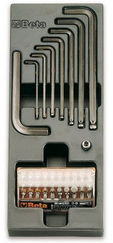 Beta 2424 T263 - Set di 40 chiavi a bussola e inserti assortiti in vassoio