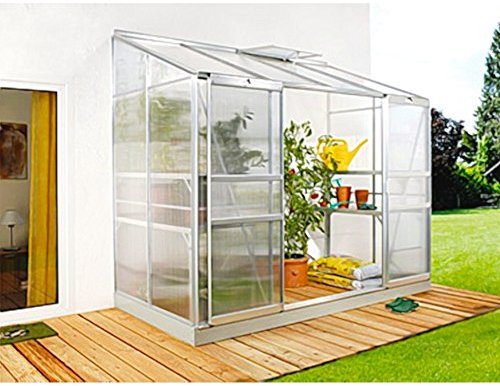 Ida 3300 Alu-Anlehngewächshaus HKP 4 mm 3,3 m² mit Fundament mit 1 Dachfenster