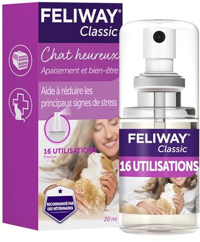 FELIWAY Classic Cat Calming Odourless Spray, 20ml - Comforts Cats at Home and On the Go and Reduces Stress During Travel, Veterinary Recommended, Drug-free, Clinically Proven