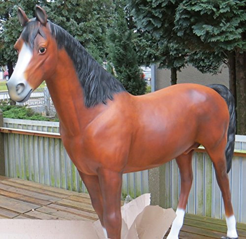 XXL Pferd braun Deluxe Gartendeko~220cm~LEBENSGROSS~Gartendekoration~Garten DEKO Figur~Tier SKULPTUR~IN LEBENSGRÖSSE
