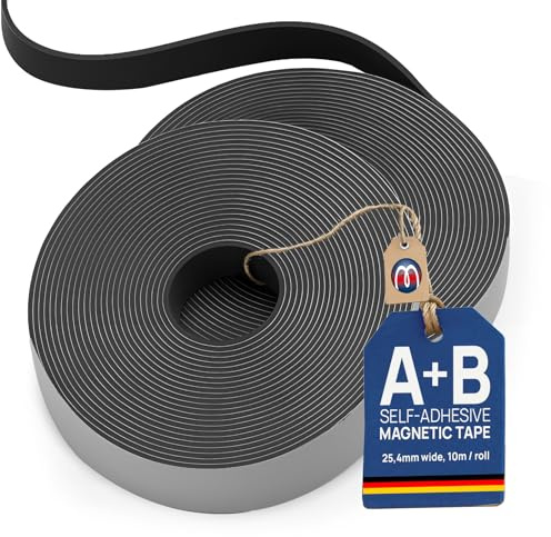 Fliegengitter Magnetband extra stark Set A und B je 10m Rolle - Magnetstreifen selbstklebend 25,4mm breit - Insektenschutz Magnet-Befestigung für Fenster ohne bohren für alle Moskito-Netz Fliegen-Netz