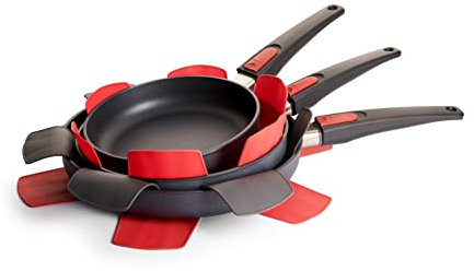 Woll PPSET1, Set di sottopentole, 2 da 35 cm di Diametro e 1 da 40 cm, Rosso/Grigio, 3 pz.