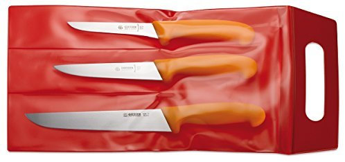 Giesser Lot de 3 couteaux de boucher de couleur jaune, fabriqués en Allemagne