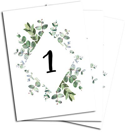 Tischnummern Hochzeit Eucalyptus 1-10 vintage Hochzeit DIN A6