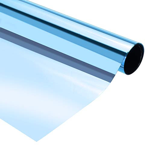 BouBou 100X80Cm Spiegel Reflektierende Einweg-Sichtschutzfolie Klebrige Glasfarbe - Silber